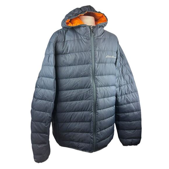 Eddie Bauer CirrusLite Down Hooded Jacket Zip Dark Blue Puffer Men's Size XL - Picture 3 of 15